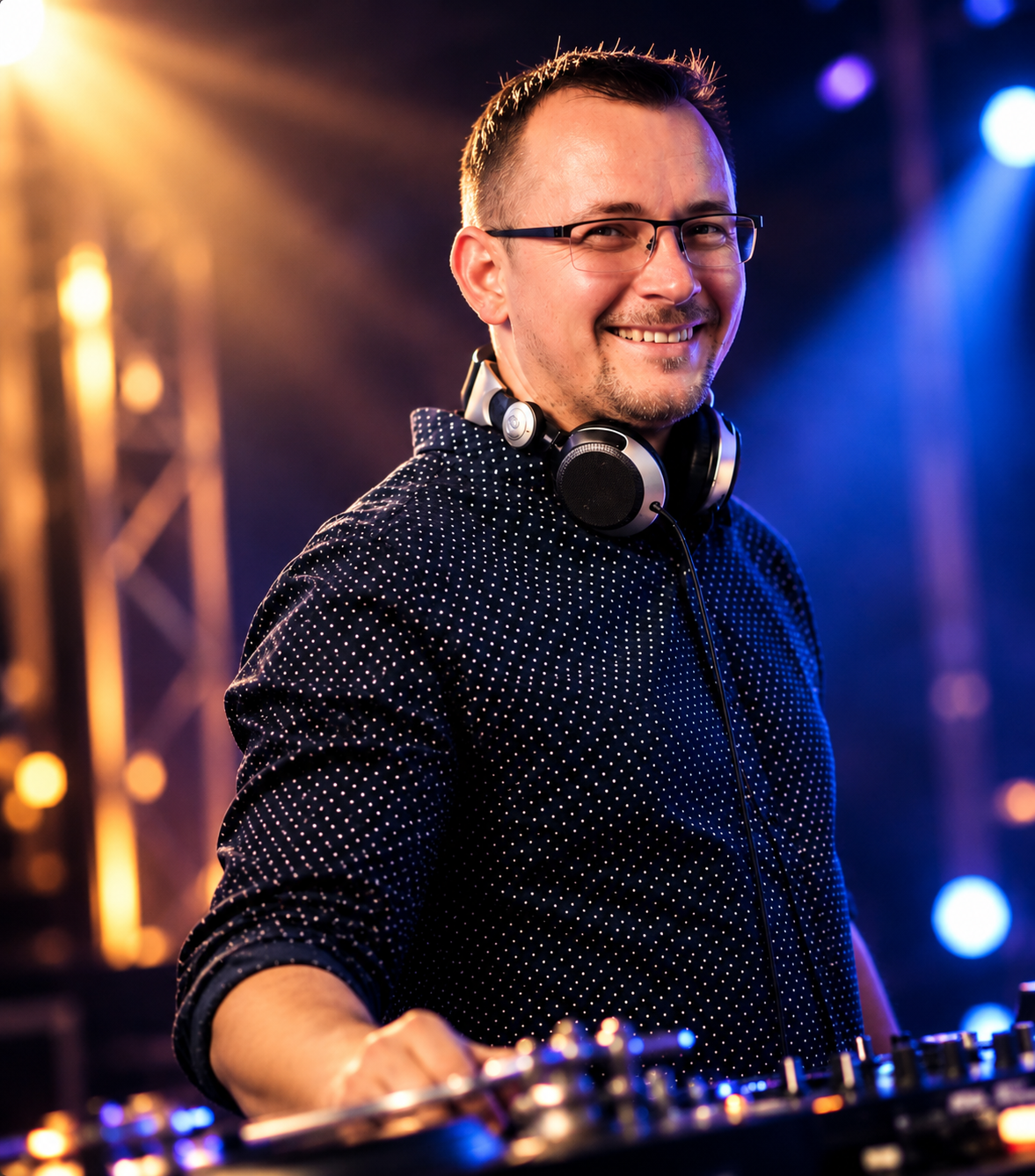 DJ Scooby at the decks during a wedding or event